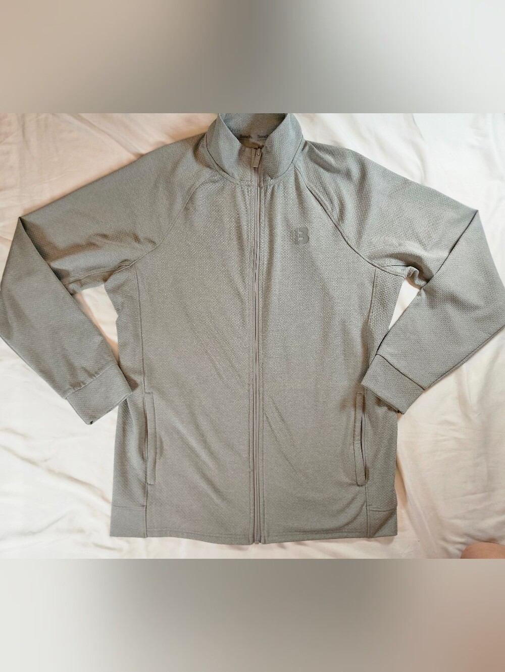 Bench Urbanwear Mens Gray Full Zip Long Sleeve Lightweight Jacket Size Medium